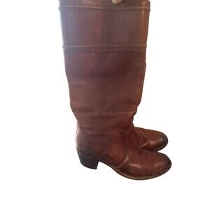 Frye Jane Stitch riding boots in redwood brown leather 9.5B N